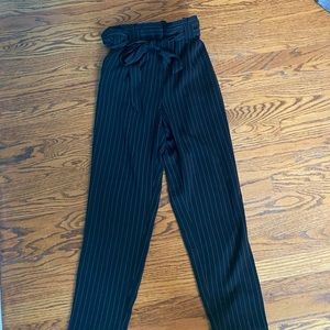 Express highwaisted paperbag ankle striped pants